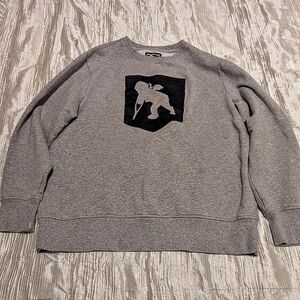PRPS Heather Gray Crewneck Sweater with Jean Graphic